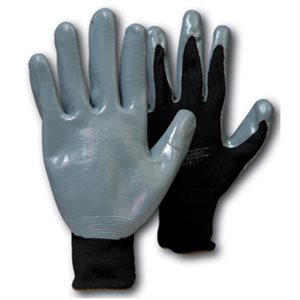 GANTEC 316 – WORK GLOVE IN BLACK NYLON WITH NITRILE COATED GREY RUBBER PALM, XX-LARGE