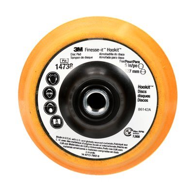 3M 7100034892 – FINESSE-IT™ HOOKIT™ DISC PAD, 14738, ORANGE, 5 IN X 1 IN X 5 / 8-11 INTERNAL, (127 MM X 25.4 MM X M18)