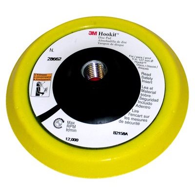 3M 7100057727 – HOOKIT™ DISC PAD, 28662, YELLOW, 5 IN X 1 / 2 IN X 5 / 8-11 INTERNAL, (127 MM X 12.7 MM X M18)