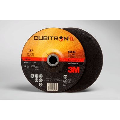 3M 7000119653 – CUBITRON™ II CUT-OFF WHEEL, 66543, T27, BLACK, 7 IN X 0.09 IN X 7 / 8 IN (17.78 CM X 2.29 MM)