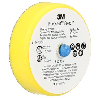 3M 7000000573 – TAMPON POUR DISQUES DE FINITION ROLOC(MC) FINESSE-IT(MC), 14736U, JAUNE, 76,2 MM (3 PO), FERME