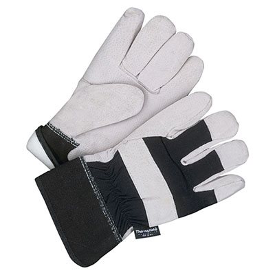 BOB DALE GLOVES 40-9-8500B – GANT D'AJUSTEUR EN CUIR DE PORC REFENDU AVEC ISOLATION ET MANCHETTE DE SÉCURITÉ, RÉSISTANT AU FROID, NOIR, TAILLE UNIQUE