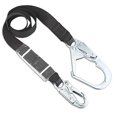 PIP DYNA-ONE™ FP74314 – POLYESTER FIXED SINGLE-LEG LANYARD WITH ENERGY ABSORBER, SNAP HOOK AND LARGE HOOK CONNECTORS - 1.75" WIDE POLYESTER, 6 FT