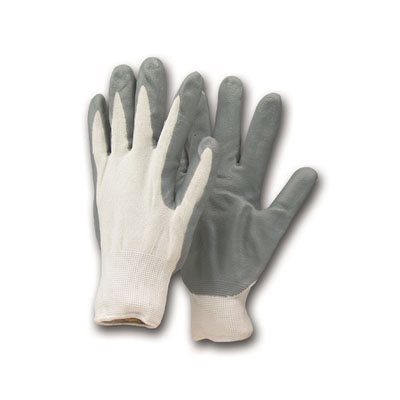 GANTEC 1180 – WHITE NYLON WORK GLOVES WITH GREY NITRILE FOAM COATED PALM, LARGE