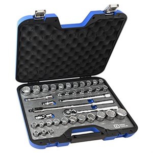 GRAY TOOLS 35038DH - 38 PIECE 1 / 2" DRIVE 12 POINT, SAE & METRIC, SOCKET & ATTACHMENT SET