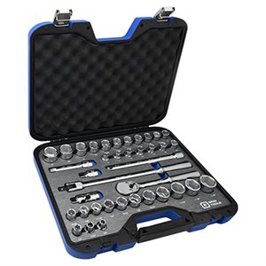 GRAY TOOLS 35038SH - 38 PIECE 1 / 2" DRIVE 6 POINT, SAE & METRIC, SOCKET & ATTACHMENT SET