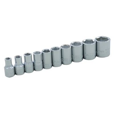 GRAY TOOLS 15010 - 10 PIECE 1 / 4" DRIVE, 6 POINT SAE STANDARD, CHROME SOCKET SET, 3 / 16" - 9 / 16"