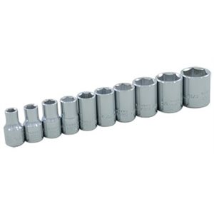 GRAY TOOLS 15010 - 10 PIECE 1 / 4" DRIVE, 6 POINT SAE STANDARD, CHROME SOCKET SET, 3 / 16" - 9 / 16"