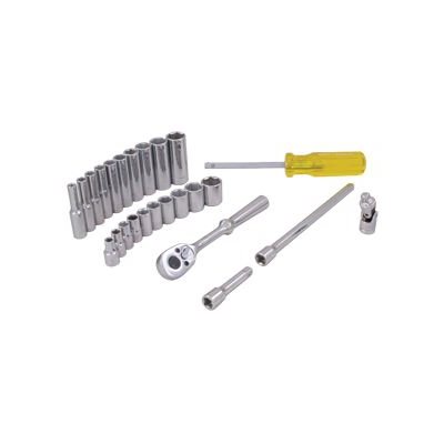 GRAY TOOLS 15025 - 25 PIECE 1 / 4" DRIVE, 6 POINT SAE STANDARD & DEEP, CHROME SOCKET & ATTACHMENT SET