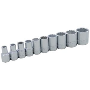 GRAY TOOLS 15110 - 10 PIECE 1 / 4" DRIVE, 12 POINT SAE STANDARD, CHROME SOCKET SET, 3 / 16" - 9 / 16"