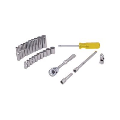 GRAY TOOLS 15125 - 25 PIECE 1 / 4" DRIVE, 12 POINT SAE STANDARD & DEEP, CHROME SOCKET & ATTACHMENT SET