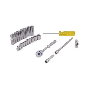 GRAY TOOLS 15125 - 25 PIECE 1 / 4" DRIVE, 12 POINT SAE STANDARD & DEEP, CHROME SOCKET & ATTACHMENT SET