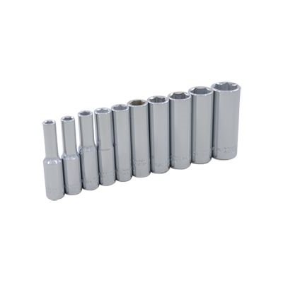 GRAY TOOLS 15210 - 10 PIECE 1 / 4" DRIVE, 6 POINT SAE DEEP, CHROME SOCKET SET, 3 / 16" - 9 / 16"