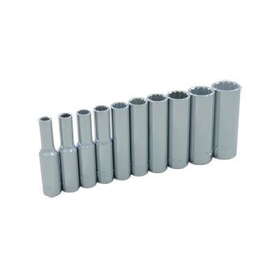 GRAY TOOLS 15310 - 10 PIECE 1 / 4" DRIVE, 12 POINT SAE DEEP, CHROME SOCKET SET, 3 / 16" - 9 / 16"