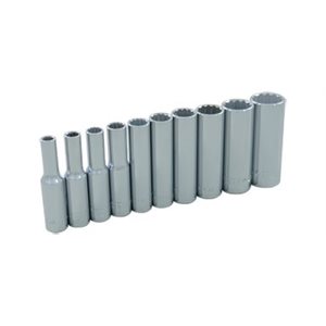 GRAY TOOLS 15310 - 10 PIECE 1 / 4" DRIVE, 12 POINT SAE DEEP, CHROME SOCKET SET, 3 / 16" - 9 / 16"