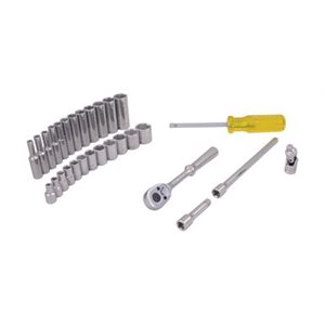 GRAY TOOLS 19029 - 29 PIECE 1 / 4" DRIVE, 6 POINT METRIC STANDARD & DEEP, CHROME SOCKET & ATTACHMENT SET