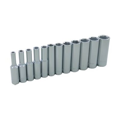 GRAY TOOLS 19212 - 12 PIECE 1 / 4" DRIVE, 6 POINT METRIC DEEP, CHROME SOCKET SET, 4MM - 14MM