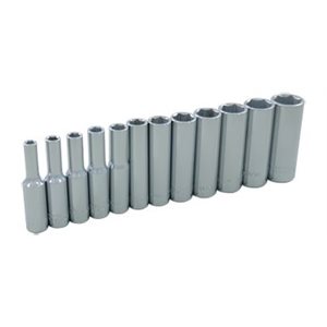 GRAY TOOLS 19212 - 12 PIECE 1 / 4" DRIVE, 6 POINT METRIC DEEP, CHROME SOCKET SET, 4MM - 14MM