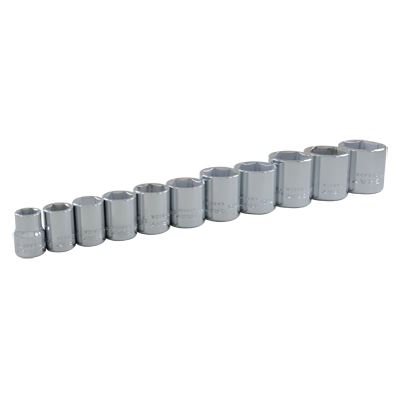 GRAY TOOLS 25011 - 11 PIECE 3 / 8" DRIVE 6 POINT SAE, STANDARD CHROME SOCKET SET, 3 / 8" - 1"