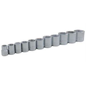 GRAY TOOLS 25011 - 11 PIECE 3 / 8" DRIVE 6 POINT SAE, STANDARD CHROME SOCKET SET, 3 / 8" - 1"