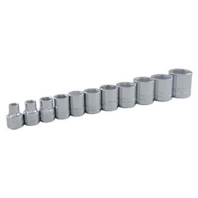 GRAY TOOLS 25012 - 11 PIECE 3 / 8" DRIVE 6 POINT SAE, STANDARD CHROME SOCKET SET, 1 / 4" - 7 / 8"