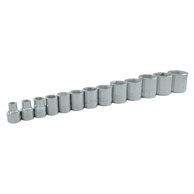 GRAY TOOLS 25013 - 13 PIECE 3 / 8" DRIVE 6 POINT SAE, STANDARD CHROME SOCKET SET, 1 / 4" - 1"