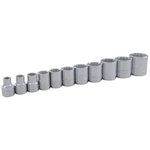 GRAY TOOLS 25112 - 11 PIECE 3 / 8" DRIVE 12 POINT SAE, STANDARD CHROME SOCKET SET, 1 / 4" - 7 / 8"