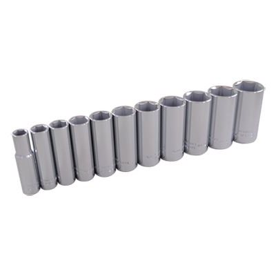 GRAY TOOLS 25211 - 11 PIECE 3 / 8" DRIVE 6 POINT SAE, DEEP CHROME SOCKET SET, 3 / 8" - 1"