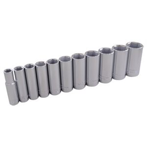 GRAY TOOLS 25211 - 11 PIECE 3 / 8" DRIVE 6 POINT SAE, DEEP CHROME SOCKET SET, 3 / 8" - 1"