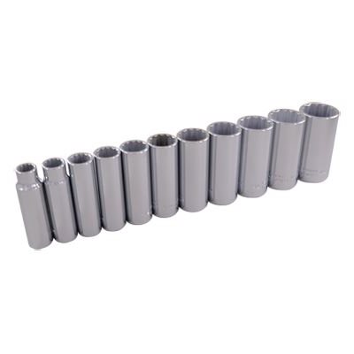 GRAY TOOLS 25311 - 11 PIECE 3 / 8" DRIVE 12 POINT SAE, DEEP CHROME SOCKET SET, 3 / 8" - 1"