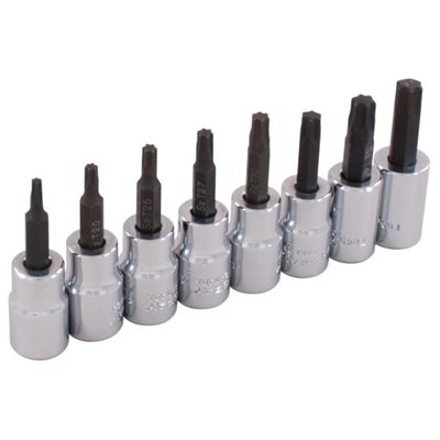 GRAY TOOLS 25708 - 8 PIECE 3 / 8" DRIVE TORX HEAD SOCKET SET, T15 - T50