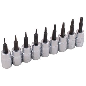 GRAY TOOLS 25709 - 9 PIECE 3 / 8" DRIVE TORX HEAD SOCKET SET, T6 - T27