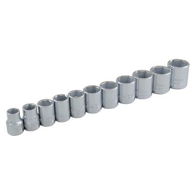 GRAY TOOLS 29011 - 11 PIECE 3 / 8" DRIVE 6 POINT METRIC, STANDARD CHROME SOCKET SET, 9MM - 19MM