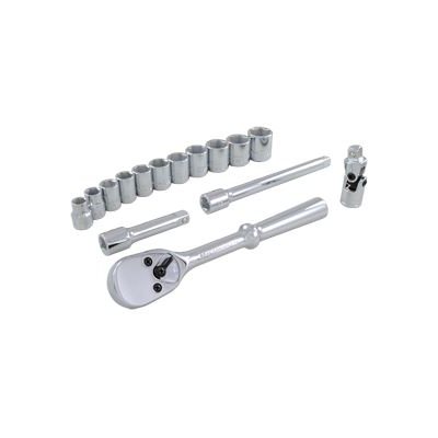 GRAY TOOLS 29015 - 15 PIECE 3 / 8" DRIVE 6 POINT METRIC, STANDARD CHROME SOCKET & ATTACHMENT SET