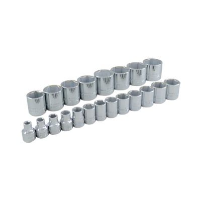 GRAY TOOLS 29021 - 21 PIECE 3 / 8" DRIVE 6 POINT METRIC, STANDARD CHROME SOCKET SET, 6MM - 26MM