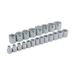 GRAY TOOLS 29021 - 21 PIECE 3 / 8" DRIVE 6 POINT METRIC, STANDARD CHROME SOCKET SET, 6MM - 26MM