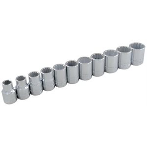 GRAY TOOLS 29111 - 11 PIECE 3 / 8" DRIVE 12 POINT METRIC, STANDARD CHROME SOCKET SET, 9MM - 19MM