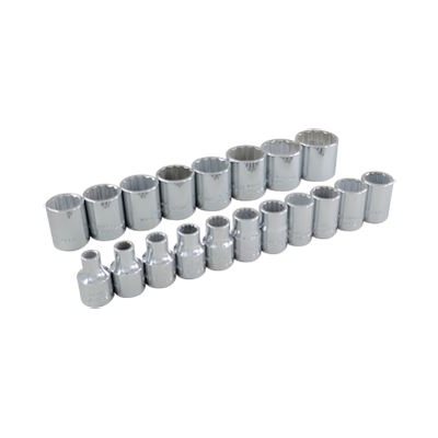 GRAY TOOLS 29119 - 19 PIECE 3 / 8" DRIVE 12 POINT METRIC, STANDARD CHROME SOCKET SET, 6MM - 26MM