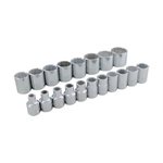 GRAY TOOLS 29119 - 19 PIECE 3 / 8" DRIVE 12 POINT METRIC, STANDARD CHROME SOCKET SET, 6MM - 26MM