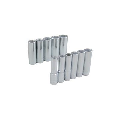 GRAY TOOLS 29211 - 11 PIECE 3 / 8" DRIVE 6 POINT METRIC, DEEP CHROME SOCKET SET, 9MM - 19MM