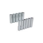 GRAY TOOLS 29211 - 11 PIECE 3 / 8" DRIVE 6 POINT METRIC, DEEP CHROME SOCKET SET, 9MM - 19MM