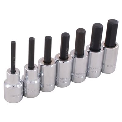 GRAY TOOLS 29607 - 7 PIECE 3 / 8" DRIVE METRIC, STANDARD LENGTH HEX HEAD SOCKET SET, 4MM - 10MM