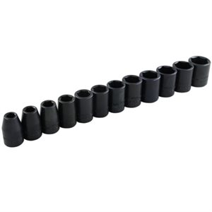 GRAY TOOLS 29612 - 12 PIECE 3 / 8" DRIVE 6 POINT METRIC, STANDARD IMPACT SOCKET SET, 8MM - 19MM