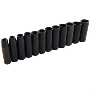 GRAY TOOLS 29622 - 12 PIECE 3 / 8" DRIVE 6 POINT METRIC, DEEP IMPACT SOCKET SET, 8MM - 19MM