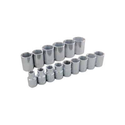 GRAY TOOLS 35015 - 15 PIECE 1 / 2" DRIVE 6 POINT SAE, STANDARD CHROME SOCKET SET, 3 / 8" - 1-1 / 4"