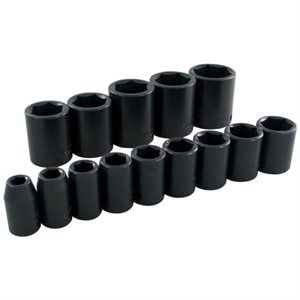 GRAY TOOLS 35064 - 14 PIECE 1 / 2" DRIVE 6 POINT SAE, STANDARD IMPACT SOCKET SET, 3 / 8" - 1-1 / 4"