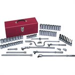 GRAY TOOLS 35067 - 67 PIECE 1 / 2" DRIVE 6 POINT SAE, CHROME SOCKET & ATTACHMENT SET, WITH HAND BOX