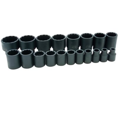 GRAY TOOLS 35068 - 19 PIECE 1 / 2" DRIVE 12 POINT SAE, STANDARD IMPACT SOCKET SET, 3 / 8" - 1-1 / 2"