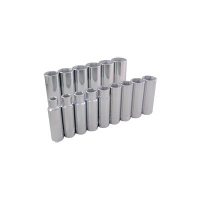 GRAY TOOLS 35215 - 15 PIECE 1 / 2" DRIVE 6 POINT SAE, DEEP CHROME SOCKET SET, 3 / 8" - 1-1 / 4"