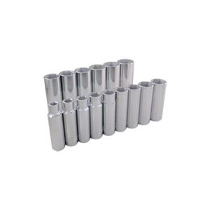 GRAY TOOLS 35215 - 15 PIECE 1 / 2" DRIVE 6 POINT SAE, DEEP CHROME SOCKET SET, 3 / 8" - 1-1 / 4"